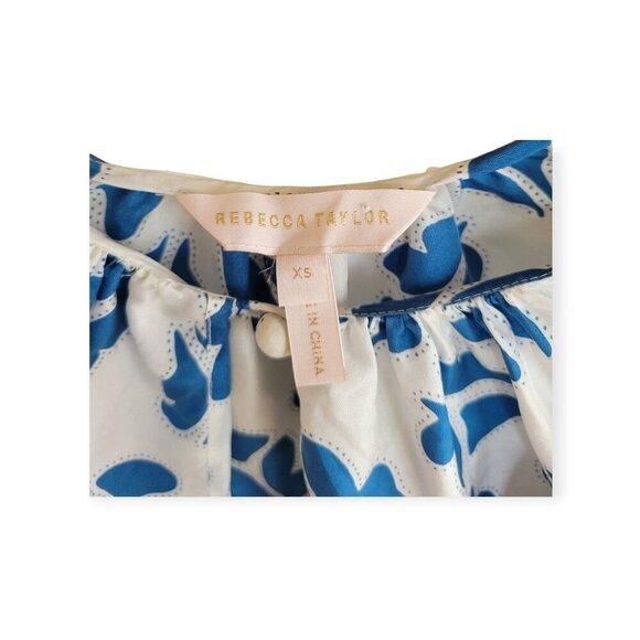 Rebecca Taylor Perla Ruffled Silk Blouse XS Snow Combo - Picture 9 of 16